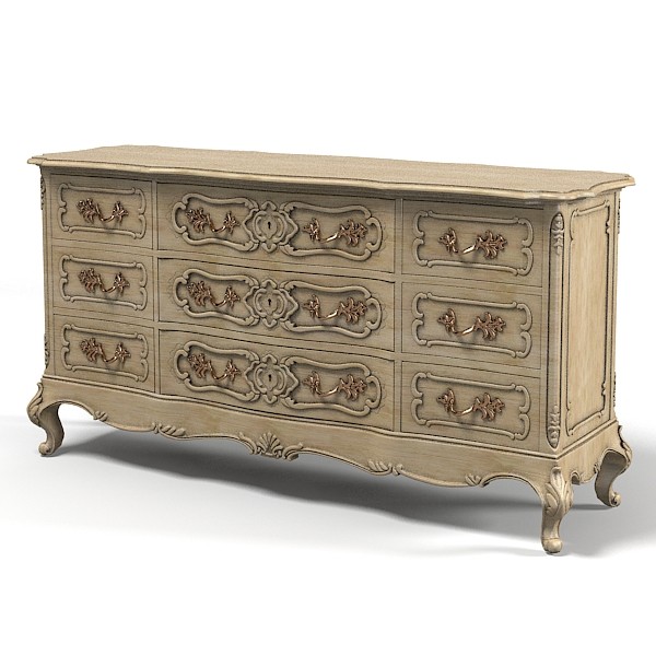 henredon classic traditional wooden carved antique sideboard  chest of drawers commode dresser 3D Models